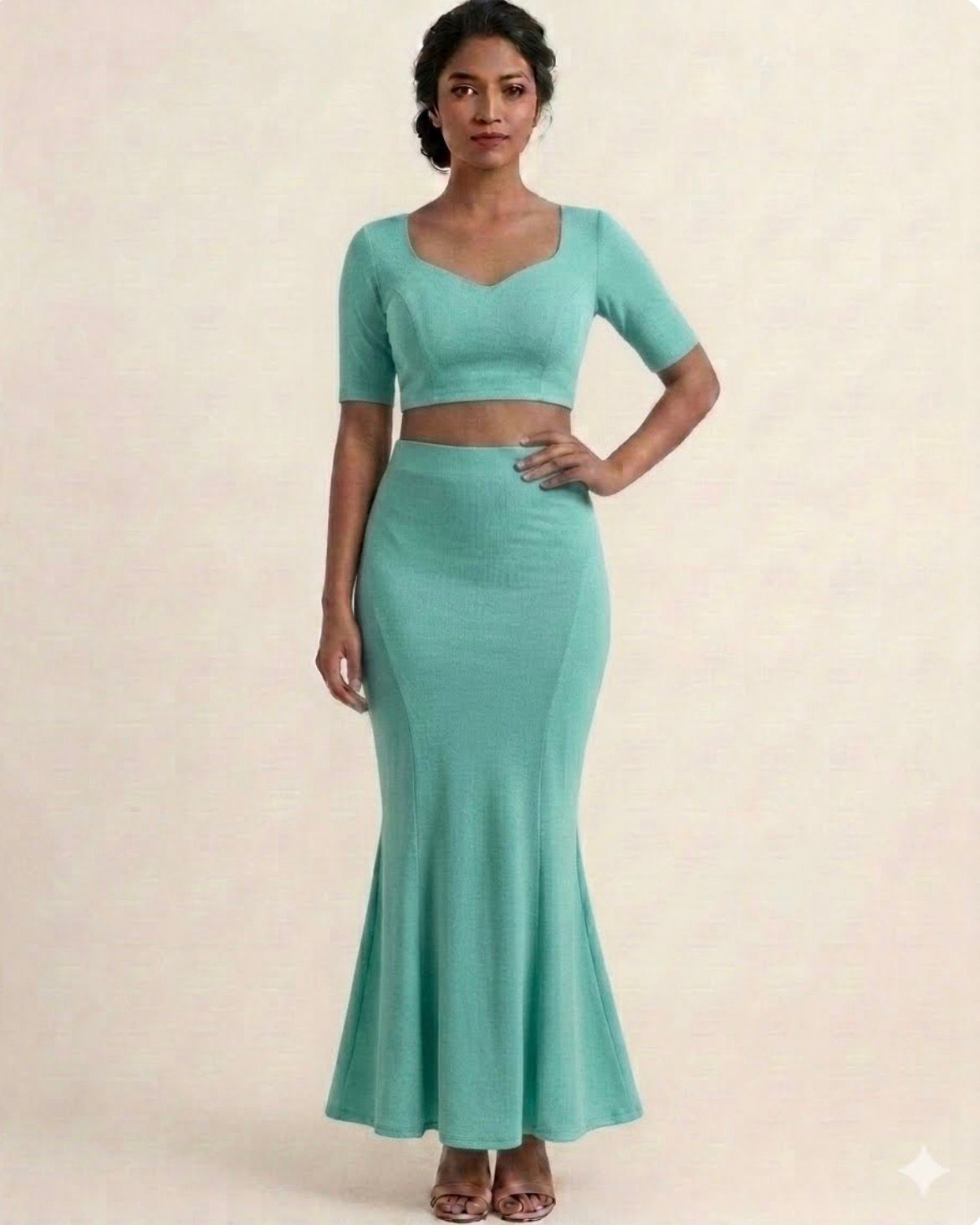 Fishtail Mermaid Shapewear Skirt - Teal Green